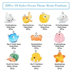 20Pcs 10 Styles Ocean Theme Resin Pendants&nbsp;RESI-CJ0003-52
