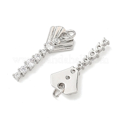 Brass Micro Pave Clear Cubic Zirconia Pendants&nbsp;KK-P342-13P