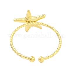 Real 18K Gold Plated 304 Stainless Steel Open Cuff Rings for Women&nbsp;RJEW-B061-02G-06