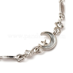Alloy Pave Cubic Zirconia Moon Link Bracelets&nbsp;WG9EBEA-06