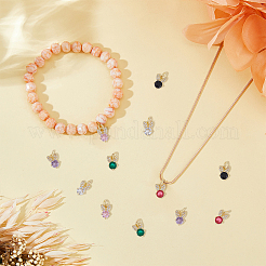 12PCS 6Colors Brass Micro Pave Cubic Zirconia Charms&nbsp;KK-DC0003-72
