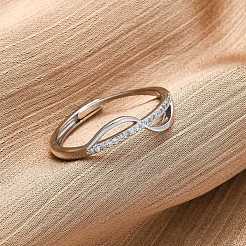 Brass Micro Pave Clear Cubic Zirconia Finger Rings for Women&nbsp;RJEW-S624-02P