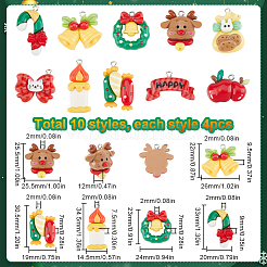 40Pcs 10 Styles Christmas Theme Plastic Pendants&nbsp;FIND-SC0011-40