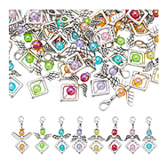 32Pcs 8 Colors Angel Acrylic & Alloy Pendant Decorations&nbsp;HJEW-PH02098