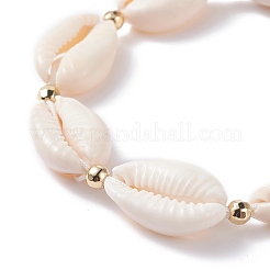 Natural Cowrie Shell Braided Bead Bracelet for Women&nbsp;BJEW-TA00044-01