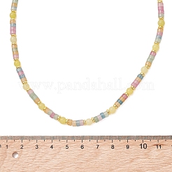 Round Natural Lemon Jade & Dyed Natural White Jade Heishi Beaded Necklaces for Women&nbsp;NJEW-JN06001