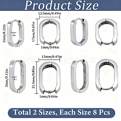 8 Pairs 2 Colors 304 Stainless Steel Huggie Hoop Earrings&nbsp;STAS-SC0021-28P