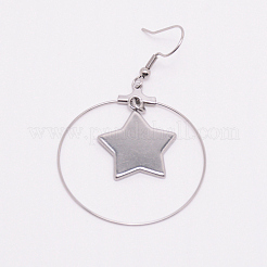Stainless Steel Dangle Earrings&nbsp;STAS-WH0015-37P