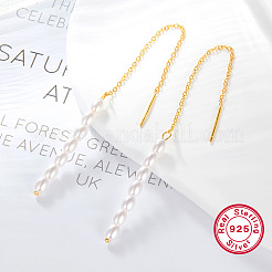 S925 Silver Tassel Earrings with Rice Beads&nbsp;ZC4756