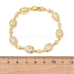Oval Brass Micro Pave Cubic Zirconia Link Chain Bracelets for Women&nbsp;BJEW-D387-04G-07
