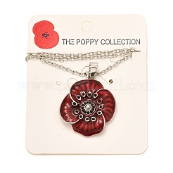 Alloy Poppy Flower Pendant Necklaces&nbsp;NJEW-B080-02P