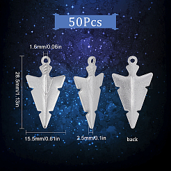 50Pcs 201 Stainless Steel Pointed Pendants&nbsp;STAS-SC0004-66
