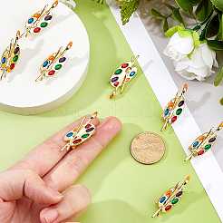 8Pcs Color Palette & Brush Enamel Pins&nbsp;JEWB-PH0001-60