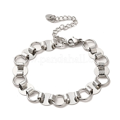 Non-Tarnish 304 Stainless Steel Flat Round Link Chain Bracelet&nbsp;BJEW-Q776-02B-01