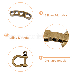12Pcs Tibetan Style Alloy D-Ring Anchor Shackle Clasps&nbsp;FIND-FH0008-01