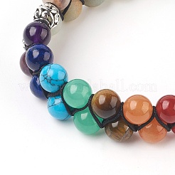 Chakra Natural Flower Amazonite Braided Bead Bracelets&nbsp;BJEW-O164-A08
