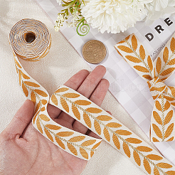 3Skeins Polyester Leaf Jacquard Ribbons&nbsp;SRIB-CY0001-20B