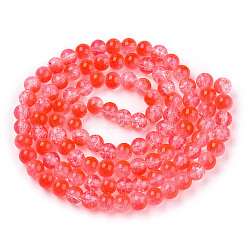 Transparent Crackle Baking Paint Glass Beads Strands&nbsp;X2-DGLA-T003-01A-12