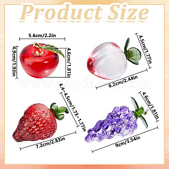 4Pcs 4 Styles Handmade Lampwork Fruits Display Decorations&nbsp;DJEW-DR0001-16
