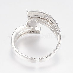 Adjustable Brass Cuff Rings&nbsp;ZIRC-F076-04P