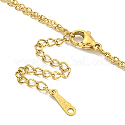 Ion Plating(IP) 201 Stainless Steel & Synthetic Malachite Double Layer Necklaces&nbsp;NJEW-K270-17G