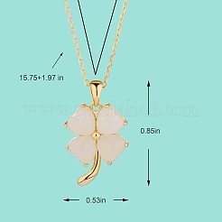 Natural Hetian White Jade Clover Pendant Necklace&nbsp;JN1078B