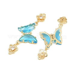Brass Micro Pave Cubic Zirconia Connector Charms&nbsp;CU-CBACDF6-01G