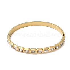 304 Stainless Steel Glass Hinged Bangles for Women&nbsp;BJEW-B168-14G