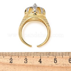 Brass Micro Pave Clear Cubic Zirconia Cuff Finger Rings for Women&nbsp;RJEW-B112-03GP