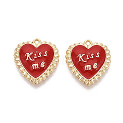 Valentine's Day Alloy Enamel Pendants&nbsp;ENAM-T024-16A-G