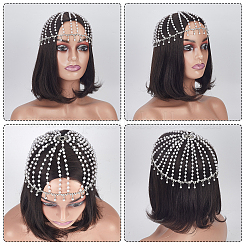 1Pc Plastic Pearl Mesh Headbands&nbsp;OHAR-GA0001-21