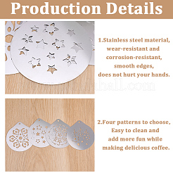 4Pcs 4 Styles 304 Stainless Steel Coffee Latte Mold&nbsp;AJEW-GF0012-40A