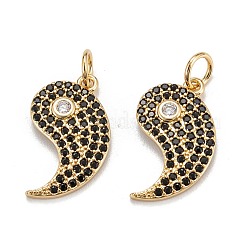 Brass Micro Pave Black Cubic Zirconia Pendants&nbsp;ZIRC-P086-32G