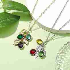 Stainless Steel and Glass Pendant Necklaces&nbsp;NJEW-JN04701