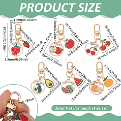 6Pcs 6 Styles Fruits Alloy Enamel Pendant Decorations&nbsp;HJEW-PH0001-87