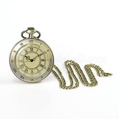 Flat Round Alloy Quartz Pocket Watches&nbsp;WACH-N039-07AB