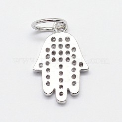 CZ Brass Micro Pave Cubic Zirconia Hamsa Hand/Hand of Fatima /Hand of Miriam Charms&nbsp;ZIRC-L018-03