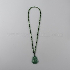 Resin Imitation Gemstone Maitreya Buddha Pendant Necklace&nbsp;NJEW-WH0016-23D
