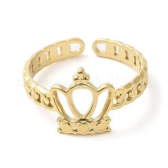 304 Stainless Steel Hollow Crown Open Cuff Ring for Women&nbsp;RJEW-I098-21G