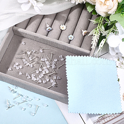 16Pairs 4 Styles 925 Sterling Silver Flat Pad Stud Earring Findings&nbsp;STER-BBC0009-08
