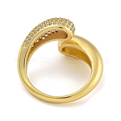 Brass Micro Pave Cubic Zirconia Cuff Rings for Women&nbsp;RJEW-P127-11G