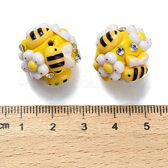 Polymer Clay Rhinestone Beads with Resin&nbsp;X-RESI-Z045-05