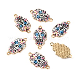 Cinco de Mayo Sugar Skull Alloy Enamel Connector Charms&nbsp;ENAM-CJC0011-59A-LG