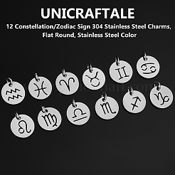 12 Constellation/Zodiac Sign 304 Stainless Steel Charms&nbsp;STAS-UN0003-19P