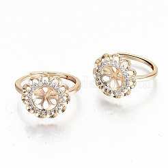Adjustable Brass Micro Cubic Zirconia Finger Ring Settings&nbsp;KK-T062-64G-NF