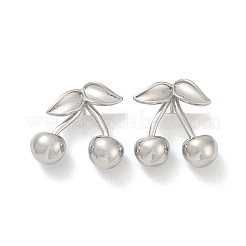 Cherry Brass Stud Earrings&nbsp;EJEW-F895-19P