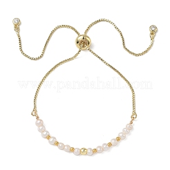 Adjustable Natural Cultured Freshwater Pearl Slider Bracelets&nbsp;BJEW-JB13692