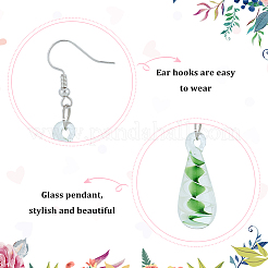 4 Pairs 4 Colors Glass Teardrop with Spiral Pattern Dangle Earring&nbsp;EJEW-FI0001-07