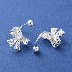 999 Fine Silver Bowknot Ear Plugs Gauges&nbsp;EJEW-P296-15S