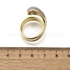 Brass Micro Pave Clear Cubic Zirconia Cuff Rings for Women&nbsp;RJEW-G347-15GP